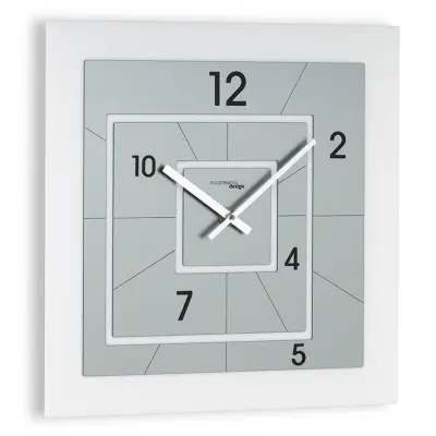 Stenska ura Nexus Titanium 40x40cm / belo-siva / pvc, les