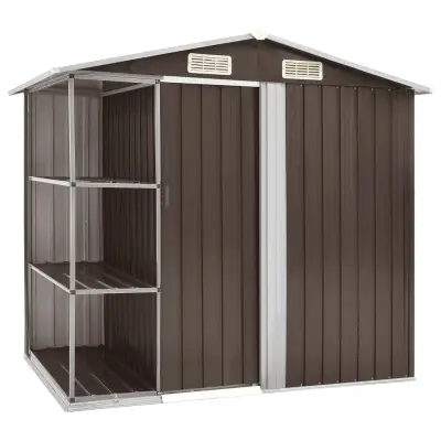 vidaXL Vrtna lopa s stojalom rjava 205x130x183 cm železna