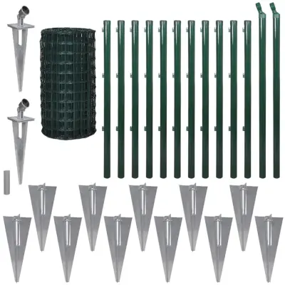 vidaXL Evro ograja iz jekla 25x1,7 m zelena