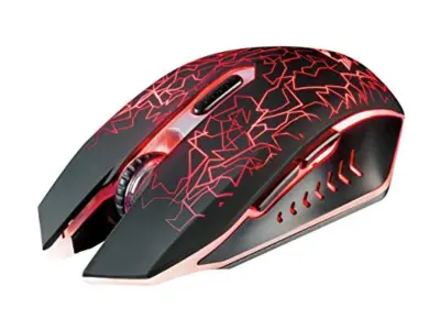 Zaupajte igram Gxt 107 Izza Illumined Wireless Gaming Mouse, 800-2400 DPI, 6 odzivni gumbi-črni gumbi