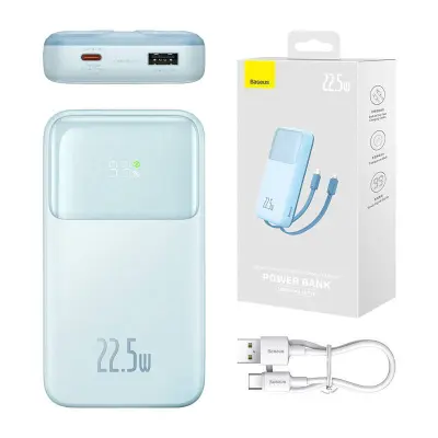 Powerbank Baseus Comet s kablom USB na USB-C, 10000 mAh, 22,5 W (modra)