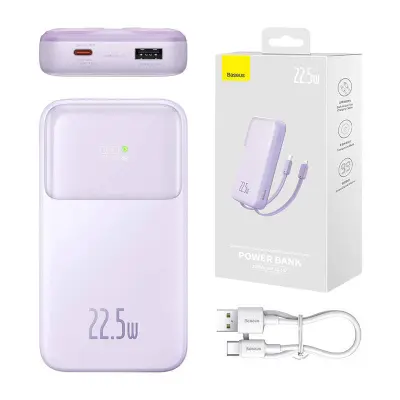 Baseus Comet powerbank s kablom USB na USB-C, 10000 mAh, 22,5 W (vijolična)