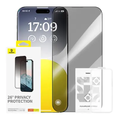 Baseus Diamond iPhone 15 Plus zasebnostno kaljeno steklo