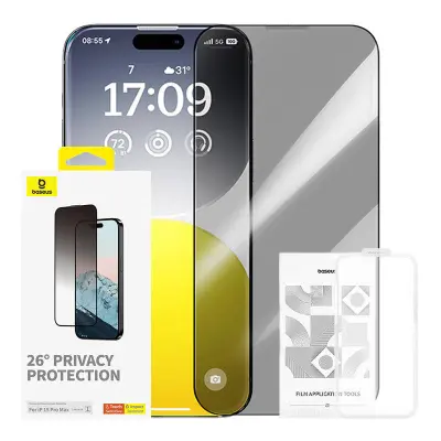 Baseus Diamond iPhone 15 Pro Max zasebnost kaljeno steklo