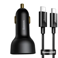 Baseus Superme USB avtomobilski polnilec, USB-C, 100 W + kabel USB-C (črn)
