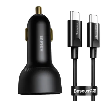 Baseus Superme USB avtomobilski polnilec, USB-C, 100 W + kabel USB-C (črn)