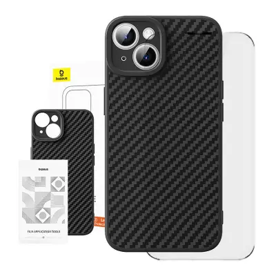 Ohišje Baseus Synthetic Fiber iPhone 15 Plus + kaljeno steklo