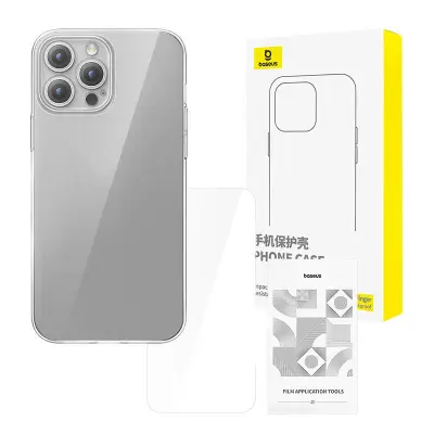 Prozorno ohišje Baseus iPhone 15 Pro + kaljeno steklo