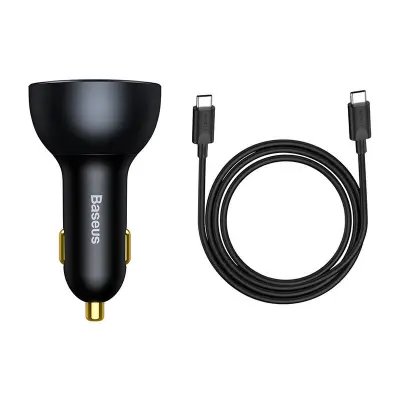 Baseus Qualcomm avtomobilski polnilnik, USB, 2x USB-C, 160 W (siv)