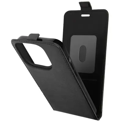 Navpicna preklopna torbica za iPhone 15 Pro, shranjevanje kartic - crna