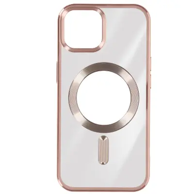 Silikonski ovitek MagSafe iPhone 15 Chrome, serija ChroCam - roza