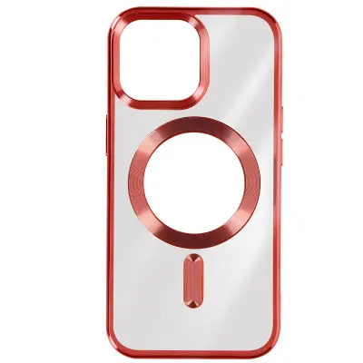 Silikonski ovitek MagSafe iPhone 15 Pro Max Chrome, serija ChroCam - rdec