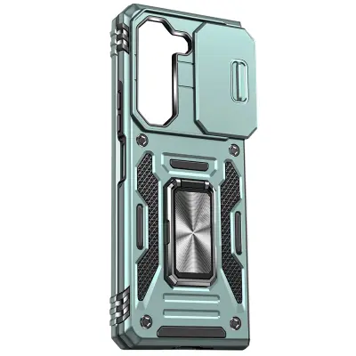 Ovitek za Samsung Z Fold 5, odporen proti udarcem, drsni obroc za pokrov kamere - zelen