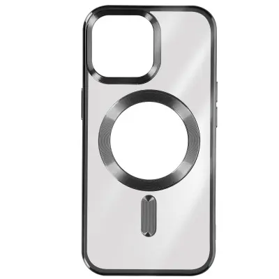 Silikonski ovitek MagSafe iPhone 15 Pro Chrome, serija ChroCam - crn