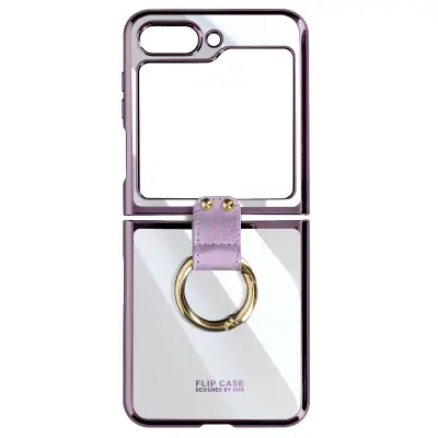 Ovitek z obrockom Samsung Z Flip 5, vijolicen/prozoren silikon - serija Flexyring