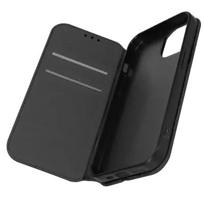 Ovitek denarnica za iPhone 15 Plus, podpora za video - klasicna izdaja crna