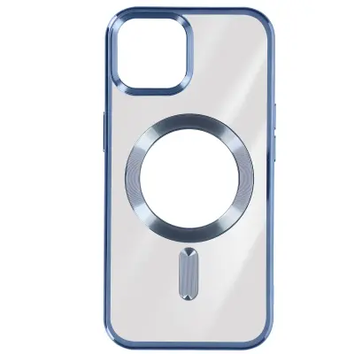 Silikonski ovitek MagSafe iPhone 15 Chrome, serija ChroCam - moder