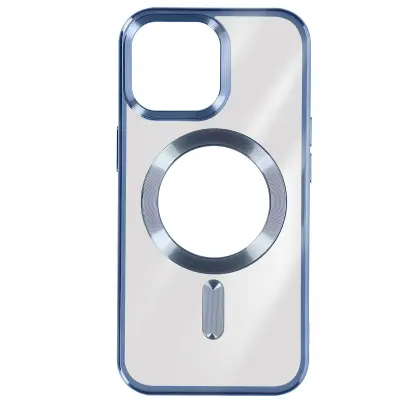 Silikonski ovitek MagSafe iPhone 15 Pro Chrome, serija ChroCam - moder