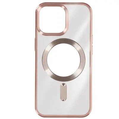 Silikonski ovitek MagSafe iPhone 15 Pro Chrome, serija ChroCam - roza