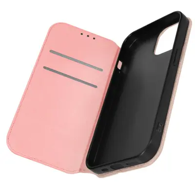 Ovitek denarnica za iPhone 15 Plus, podpora za video - klasicna izdaja roza