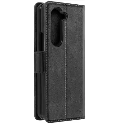 Preklopna torbica Samsung Z Fold 5, denarnica Anti-RFID, serija Vintage - crna