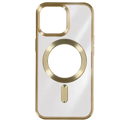 Silikonski ovitek MagSafe iPhone 15 Pro Max Chrome, serija ChroCam - zlata