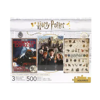 KOMPLET 3 PUZZLOV 500 DELOV HARRY POTTER