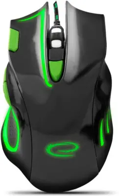 Miška žična GAMING ESPERANZA HAWK, črno-zelena, 2400dpi, 7 gumbov