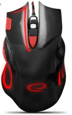 Miška žična GAMING ESPERANZA HAWK, črno-rdeča, 2400dpi, 7 gumbov