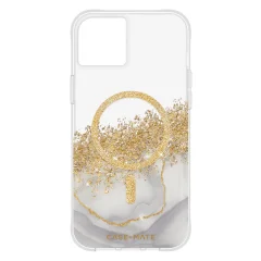 Ovitek MagSafe za iPhone 15 Plus, marmoriran dizajn in zlate blešcice - ovitek Mate