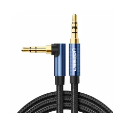 Kotna stranska žica AUX avdio kabel 2x mini jack 3,5 mm 1m modra