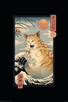PLAKAT VINCENT TRINIDAD CATZILLA UKIYOE