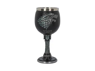 Nemesis Now Winter is Coming Igra prestolov kelih 13 cm črn, smola z vložkom iz nerjavečega jekla, 1 kos (paket 1)