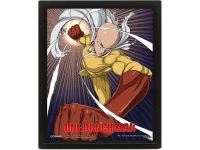 Pyramid International One Punch Man 3D lentikularni plakat v okvirju škatle (Saitama in Genos Design) 25cm x 20cm x 1,5cm - uradno blago