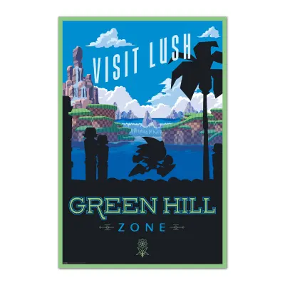 PLAKAT JEŽEK SONIC - OBIŠČITE OBMOČJE LUSH GREEN HILL