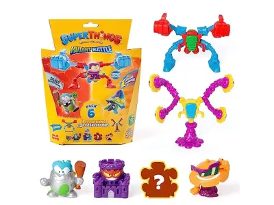 Mutant Battle Series SuperThings - Pack Of 6. vključuje 4 superhinge (1 srebrni kapetan) in 2 eksoskeleta. Paket 5 od 6