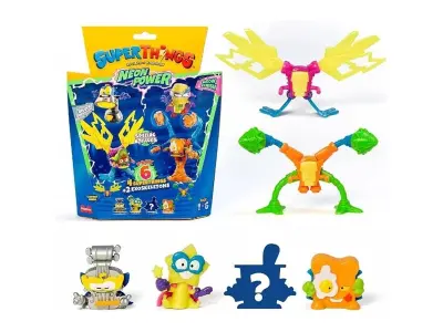 SuperThings paket 6 figur-Neon Power. Vsebuje 4 2 eksoskeleta. Modeli SDO (Magic Box PST11B616IN00)