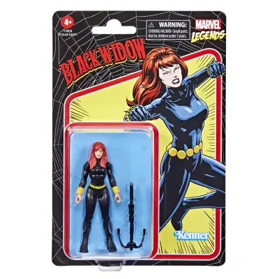 Marvel F3818 Hasbro Legends Series 3,75-palčna igrača Retro 375 Collection Black Widow Akcijska figurica, 1 dodatek, več