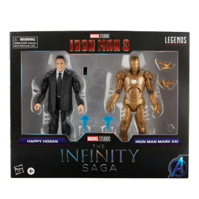 Serija Marvel Hasbro Legends, 2 kompleta igrač akcijskih figur Happy Hogan in Iron Man Mark 21, liki Infinity Saga, vrhunski dizajn, 2 figuri in 5 dod