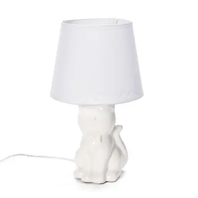 Svetilka s klobukom muca 19xh33cm / bela / keramika
