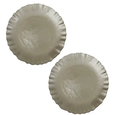 Set krožnik Lurex 21cm / 2 kos / šampanjec / steklo