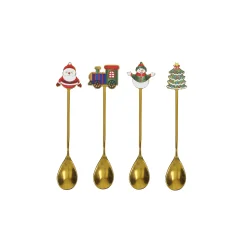 Novoletni set čajne žličke Elfomagia 13,5cm / 6 kos / zlata / inox