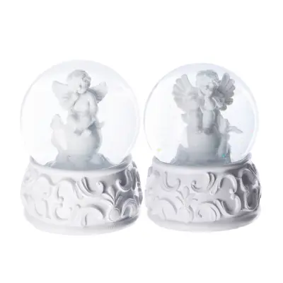 Pojoča snežna krogla angel 10xh15cm / več vzorcev / pvc, steklo