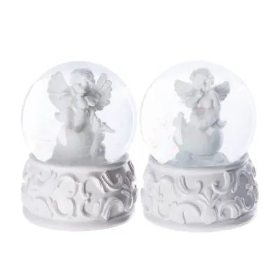 Pojoča snežna krogla angel 10xh15cm / več vzorcev / pvc, steklo