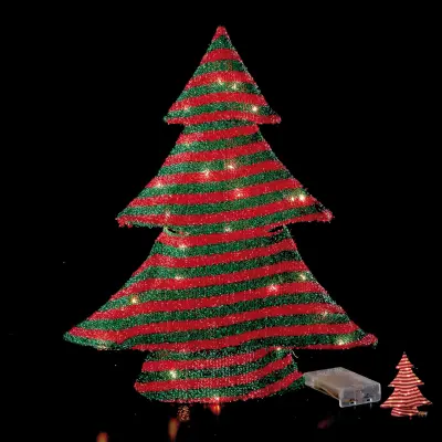Novoletna smrečica 33x8,5xh40cm / 30 led lučk / na baterije / več barv / železo