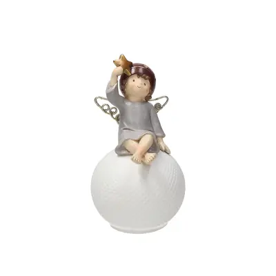 Kipec angelček na led krogli Christmas Vintage h15cm / plastika