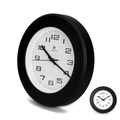 Okrogla stenska ura v črni barvi (premer 30cm)