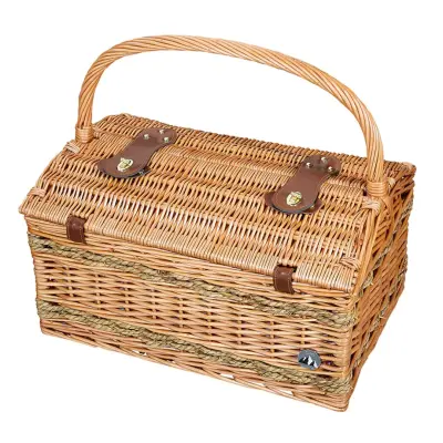Piknik košara rivoli set 4 krožniki+pribor 46x31xh41cm / za 4 osebe / les, tekstil