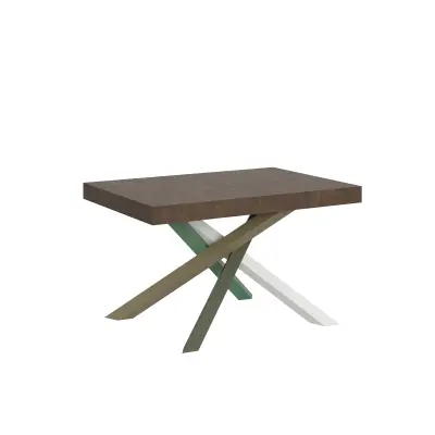 ITAMOBY Volantis (90x140/244 cm) - oreh, barva nog: bela, zelena - raztegljiva jedilna miza