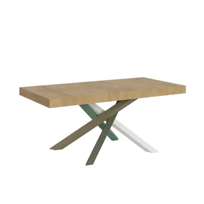 ITAMOBY Volantis (90x180/440 cm) - hrast, barva nog: bela, zelena - raztegljiva jedilna miza